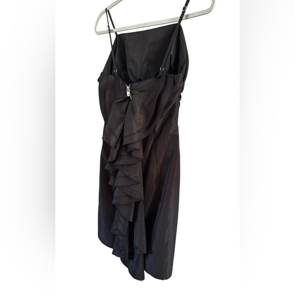 A.B.S. By Allen Scwartz New Little Black Satiny Ruffle Cocktail Dress size 4 - Picture 6 of 6